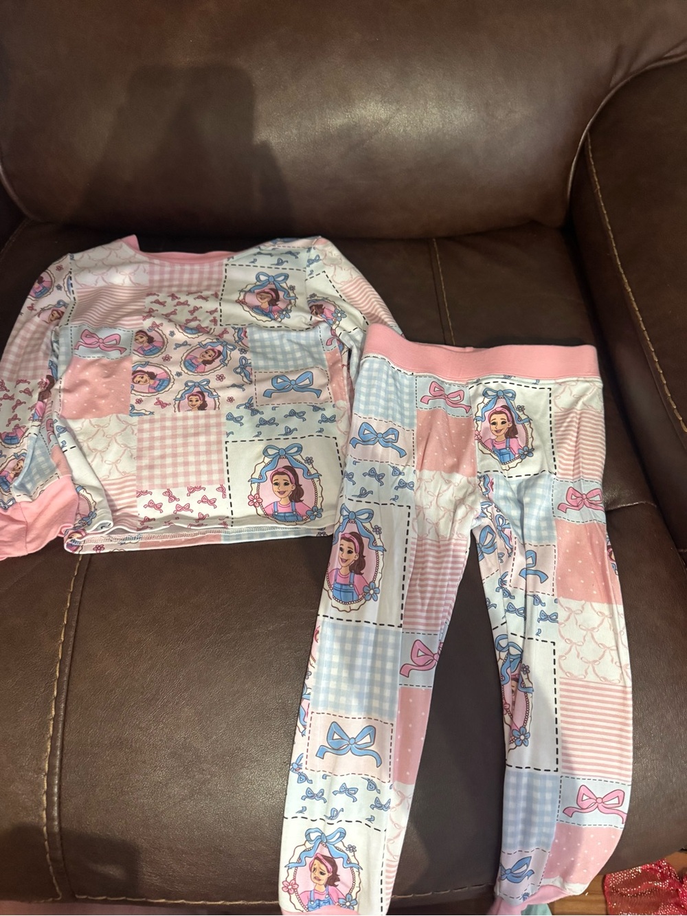 Girls Pink Plaid ms rachel Patchwork Pajama Set bamboo